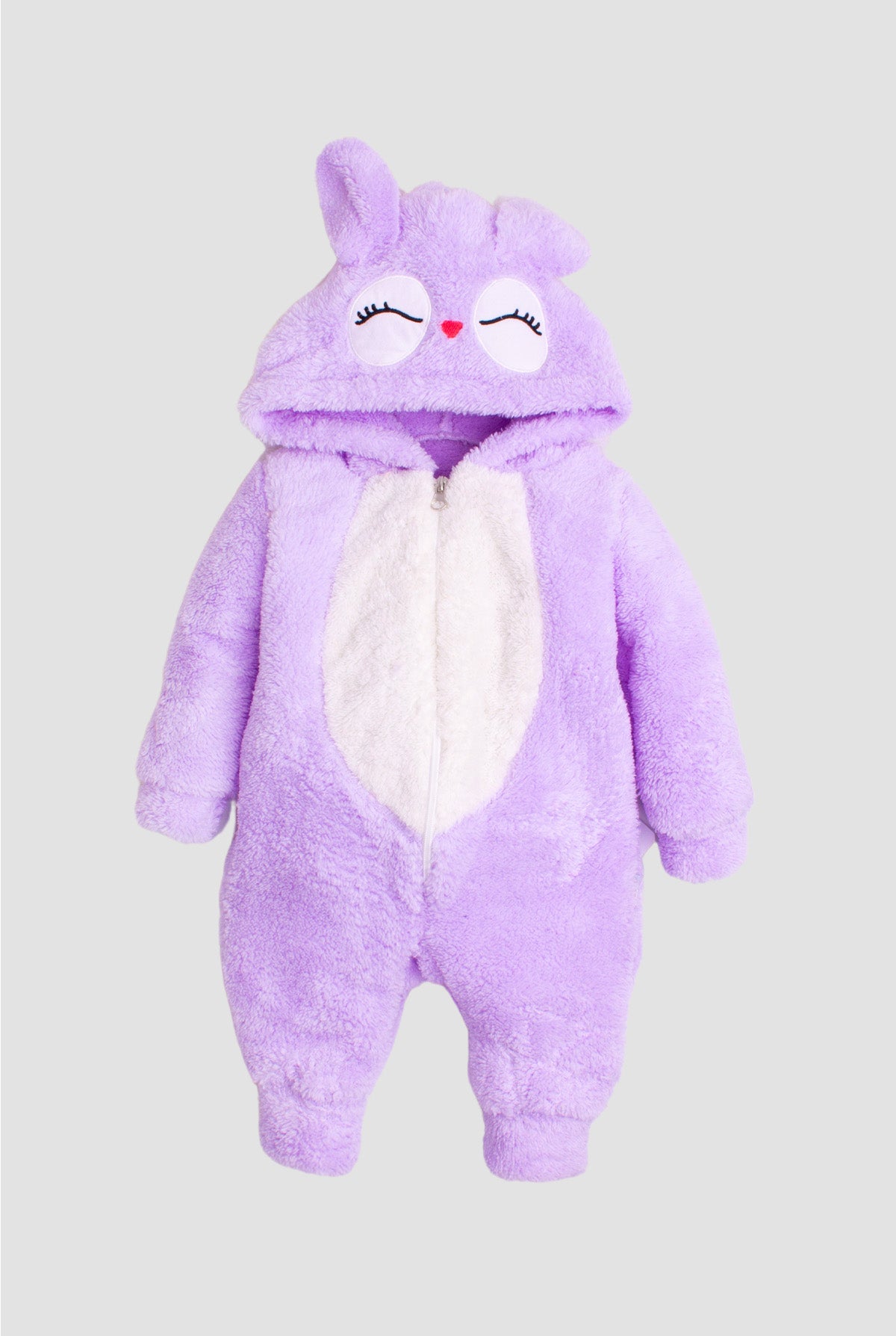 Kız Bebek Peluş Göz Kapaklı Tavşan Kapüşonlu Tulum 0 12 Ay